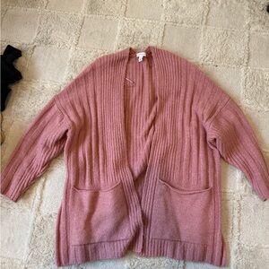 Topshop Dusty Rose Ribbed Cardigan